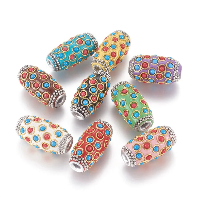 5pc Beads Metal Findings Resin Cabochons Plated Oval DIY Jewelry