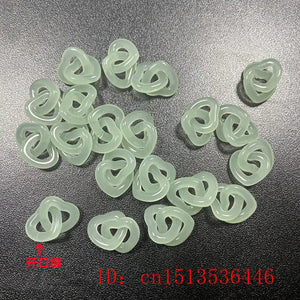 Vintage Jade Double Ring Pendant Heart-shaped Necklace