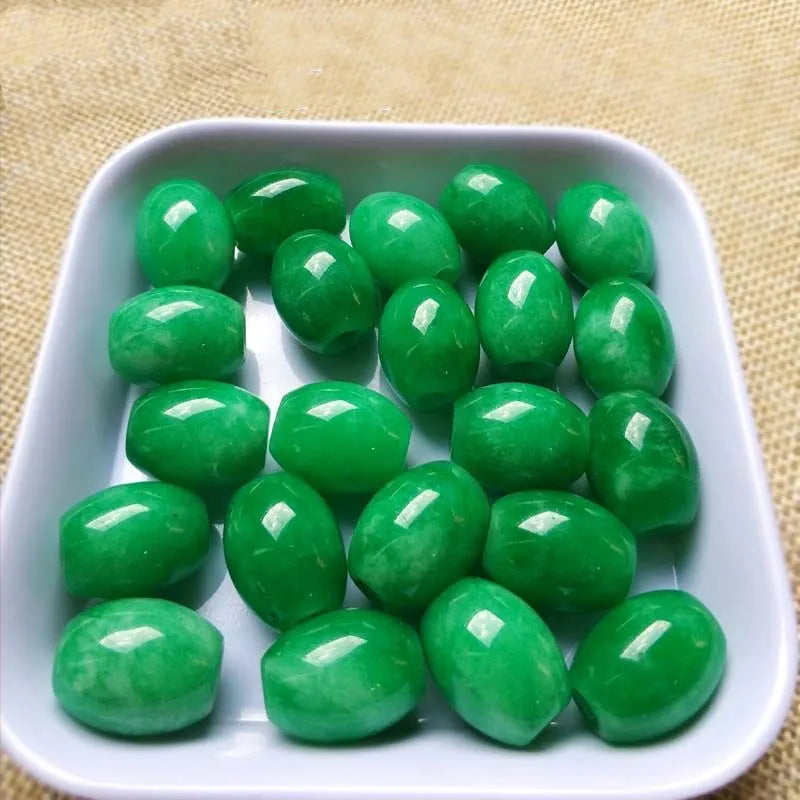 5pc Natural A Green Jade Beads DIY Bracelet Bangle Charm Jadeite Jewellery