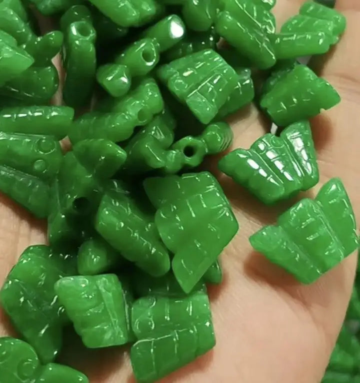 5pc Natural A Green Jade Butterfly Beads DIY Bracelet Bangle Charm