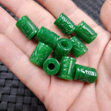 Natural A Green Jade Money Beads DIY Bracelet Bangle Charm Jadeite Jewellery