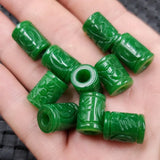 Natural A Green Jade Money Beads DIY Bracelet Bangle Charm Jadeite Jewellery