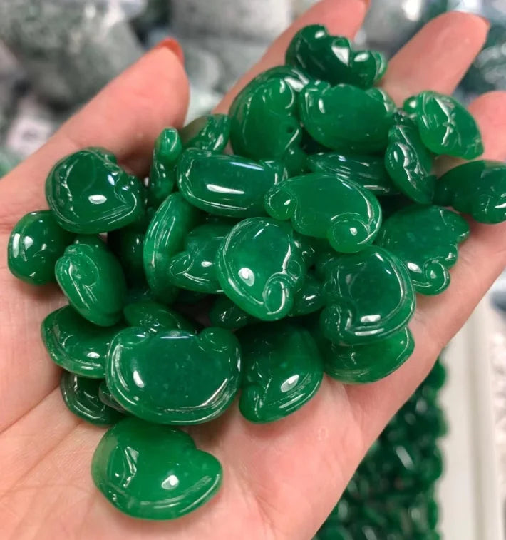 5pc Natural A Green Jade Ruyi Beads DIY Bracelet Bangle Charm Jewellery