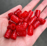 5pc Red Jade Carving Money Beads DIY Bracelet Bangle Jadeite Jewellery