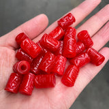 5pc Red Jade Carving Money Beads DIY Bracelet Bangle Jadeite Jewellery