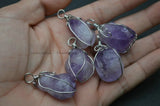 5pc Amethyst Wire Wrapped Gemstone Nuggets Pendant Crystal Healing