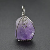 5pc Amethyst Wire Wrapped Gemstone Nuggets Pendant Crystal Healing