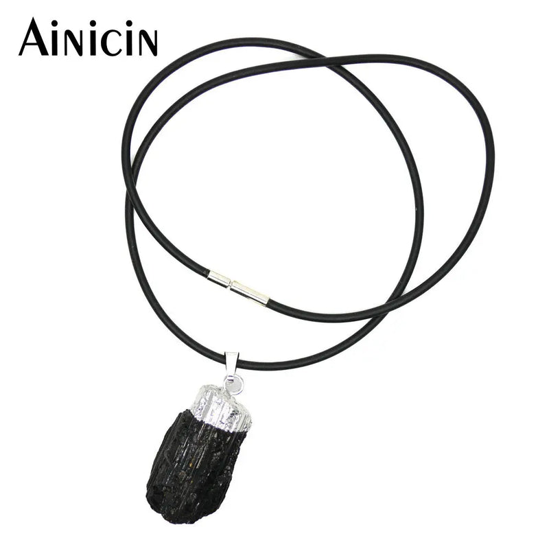 5pc Natural Tourmaline Rock Stone Pendant Necklace Gift