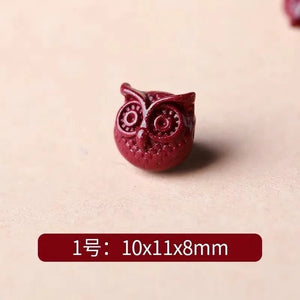 5pc Natural Cinnabar Chinese Owl Fox Flower DIY Jewellery Woman Amulet