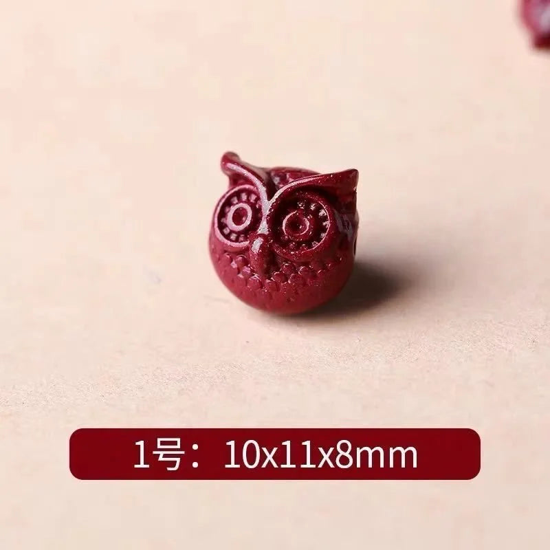 5pc Natural Cinnabar Chinese Owl Fox Flower DIY Jewellery Woman Amulet