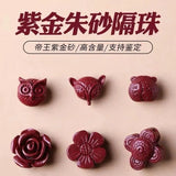 5pc Natural Cinnabar Chinese Owl Fox Flower DIY Jewellery Woman Amulet