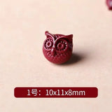 5pc Natural Cinnabar Chinese Owl Fox Flower DIY Jewellery Woman Amulet