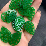 5pc Emerald Green Jade Carved Phoenix Pendant DIY Earrings