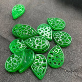 5pc Emerald Green Jade Carved Phoenix Pendant DIY Earrings