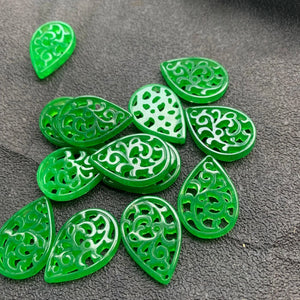 5pc Emerald Green Jade Carved Phoenix Pendant DIY Earrings