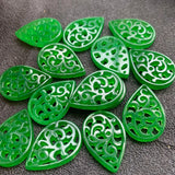 5pc Emerald Green Jade Carved Phoenix Pendant DIY Earrings