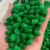 5pc Emerald Green Jade Carved Lucky Beads Pendant Necklace