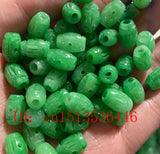 5pc Emerald Green Jade Carved Lucky Beads Pendant Necklace