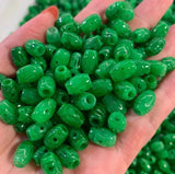 5pc Emerald Green Jade Carved Lucky Beads Pendant Necklace