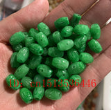 5pc Emerald Green Jade Carved Lucky Beads Pendant Necklace