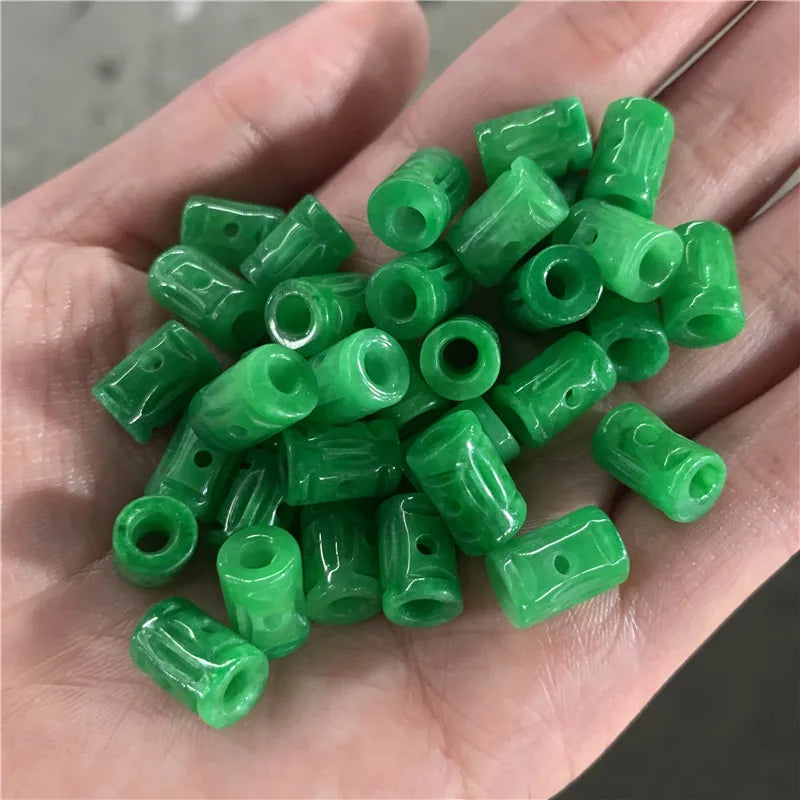 Natural Emerald Green Jade Lucky Money Bead Pendant Chinese Necklace