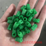 5pc Natural Emerald Green Jade Carved Lucky Hollow Money Bead Pendant