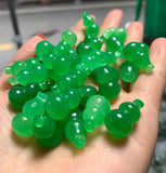 5pc Natural Green Jade Gourd Beads Pendants DIY Bracelet Necklace