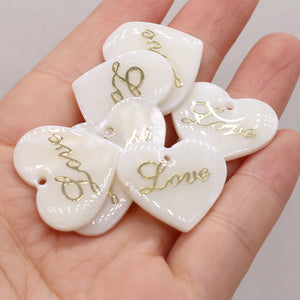 5pc Heart Shape Mother of Pearl Shell Charms for Jewelry Making DIY