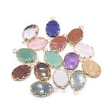 5pc Natural Stone Pendants Flat Oval Lapis Labradorite Charms Jewelry DIY