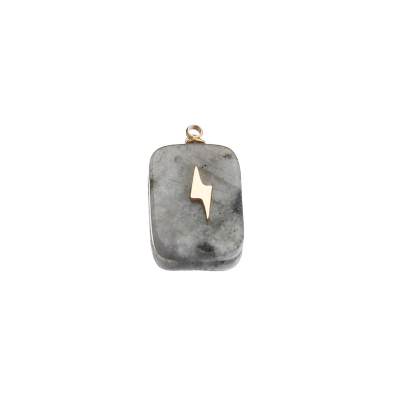 5pc Stone & Stainless Steel Square Charms Pendants DIY Jewelry Making