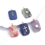5pc Stone & Stainless Steel Square Charms Pendants DIY Jewelry Making