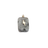5pc Stone & Stainless Steel Square Charms Pendants DIY Jewelry Making