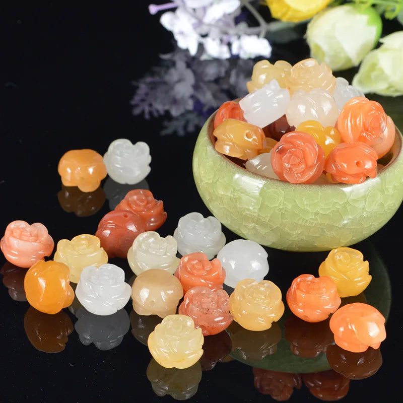 Xinjiang Jade Rose Beads Bracelet DIY Hand Knitted Amulet Women Jewellery