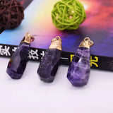Purple Crystal Stone Pendant Charms 24k Plating - Jewelry Making