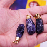 Purple Crystal Stone Pendant Charms 24k Plating - Jewelry Making