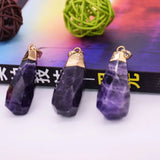 Purple Crystal Stone Pendant Charms 24k Plating - Jewelry Making