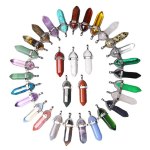 5pc Pendulum Natural Stone Necklace Pendant Striped Agate Quartz Opal Malachite