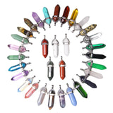 5pc Pendulum Natural Stone Necklace Pendant Striped Agate Quartz Opal Malachite