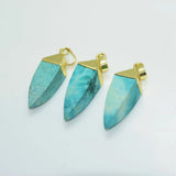 Green Howlite Pendant Necklace, Gem Stone Cap Plated Rhombus
