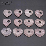 5pc Reiki Healing Crystal Stone Pendants Pink Heart Pendant