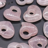 5pc Reiki Healing Crystal Stone Pendants Pink Heart Pendant