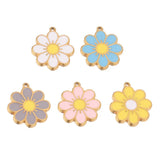 5pc Stainless Steel 18K Enamel Daisy Flower Charms for Jewelry DIY