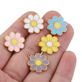 5pc Stainless Steel 18K Enamel Daisy Flower Charms for Jewelry DIY
