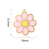 5pc Stainless Steel 18K Enamel Daisy Flower Charms for Jewelry DIY