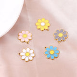 5pc Stainless Steel 18K Enamel Daisy Flower Charms for Jewelry DIY
