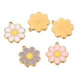 5pc Stainless Steel 18K Enamel Daisy Flower Charms for Jewelry DIY
