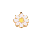 5pc Stainless Steel 18K Enamel Daisy Flower Charms for Jewelry DIY