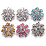 5pc/lot Pearl Rhinestone Flower 18mm Snap Buttons for Snap Bracelet DIY