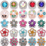 5pc/lot Pearl Rhinestone Flower 18mm Snap Buttons for Snap Bracelet DIY