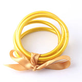 5pc Colorful Bowknot Jelly Bangle Bracelets for Women Jewelry